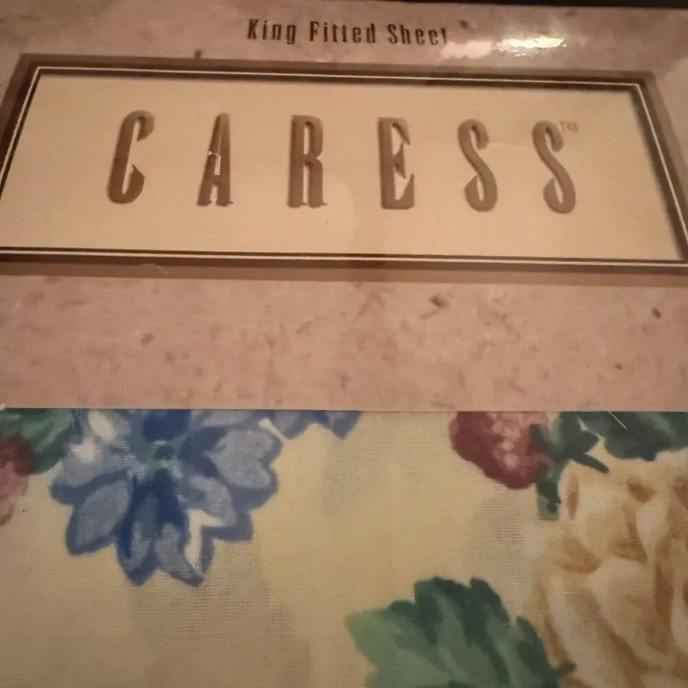 Mervyns Caress King Fitted Sheet Plantation Floral VTG 90s Cottagecore USA
